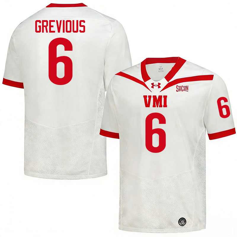 Virginia Military Institute Keydets #6 Noah Grevious College Football Jerseys,Uniforms-White